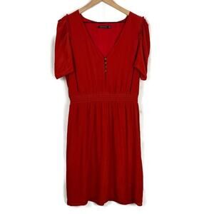 Portmans 100% Silk Ruby Red Midi Dress | Wmns Size 12 US/16 AUS Holiday Office